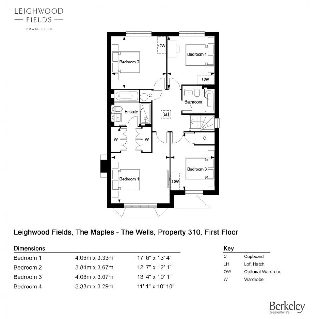 Floorplan for The Wells - Stunning 4 Bedroom home in The Maples at Leighwood Fields